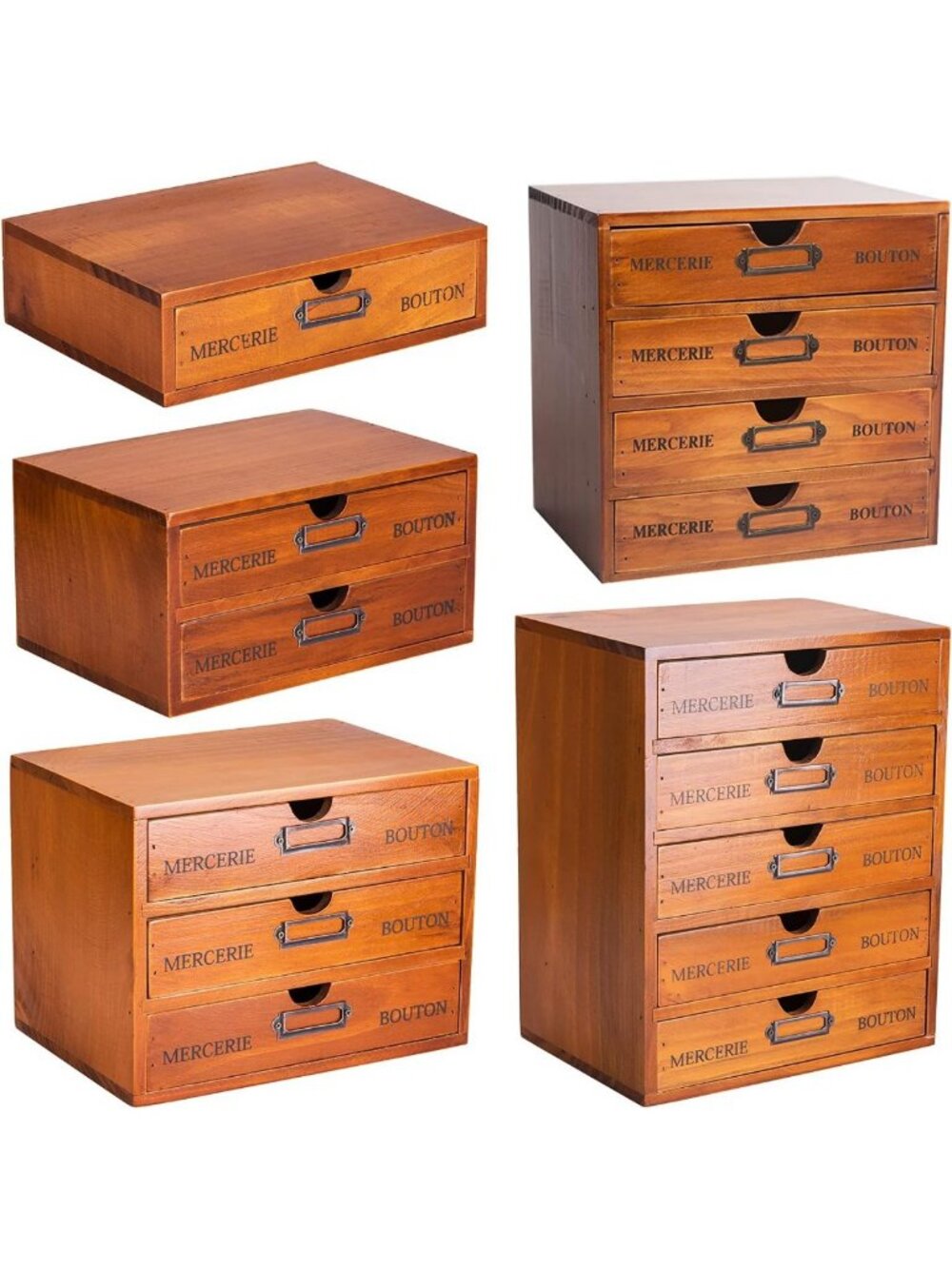 Vintage 5-Piece Stackable Storage Set - Drawer Organizers for Crafts & Sewing